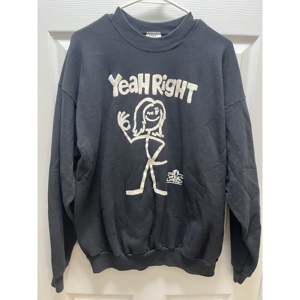 Vintage Y2K Stick World “Yeah Right” Crewneck Sweatshirt XL